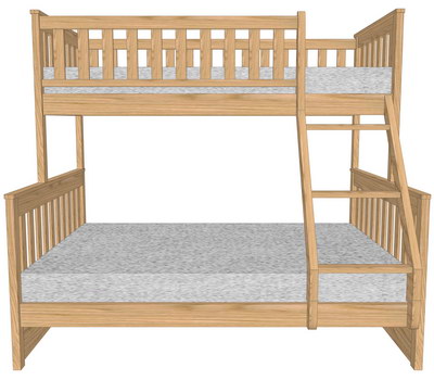 Деревянная двухъярусная кровать "Семейная"